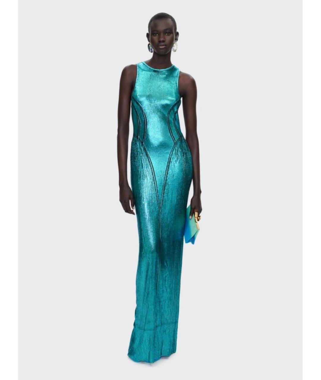 SCHIAPARELLI Бирюзовое вискозное вечернее платье, фото 2