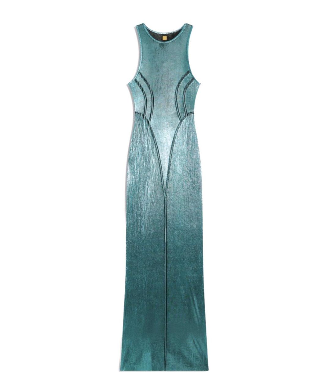 SCHIAPARELLI Бирюзовое вискозное вечернее платье, фото 1