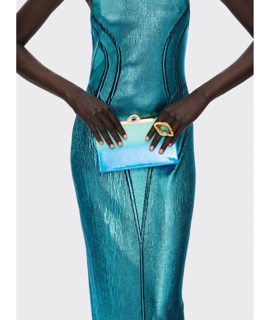 SCHIAPARELLI Бирюзовое вискозное вечернее платье, фото 3