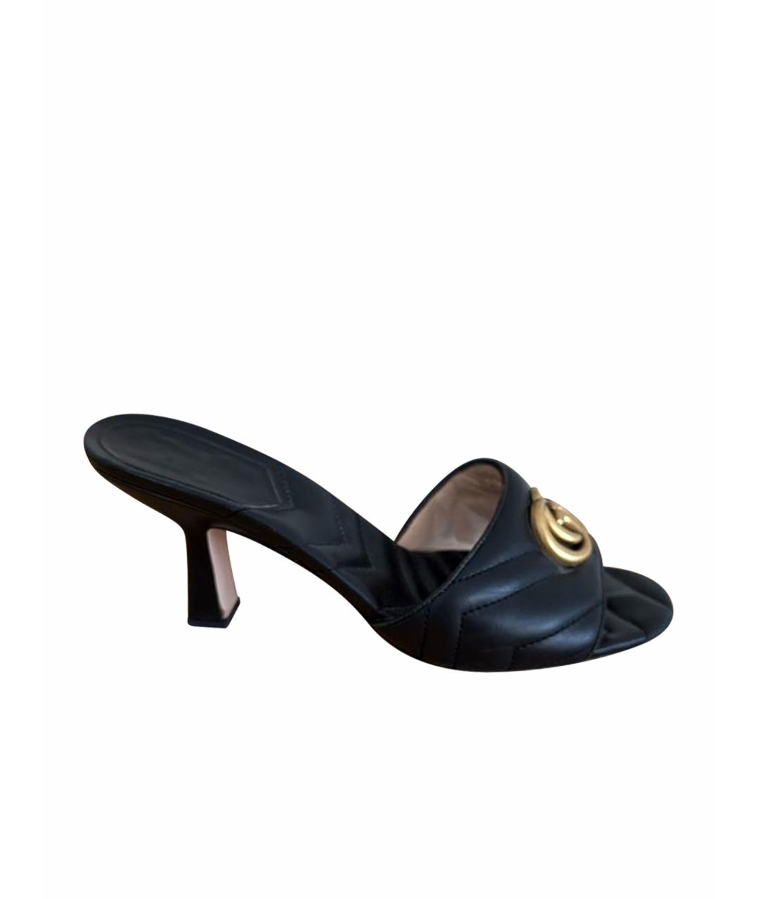 GUCCI Черные кожаные мюли, фото 1
