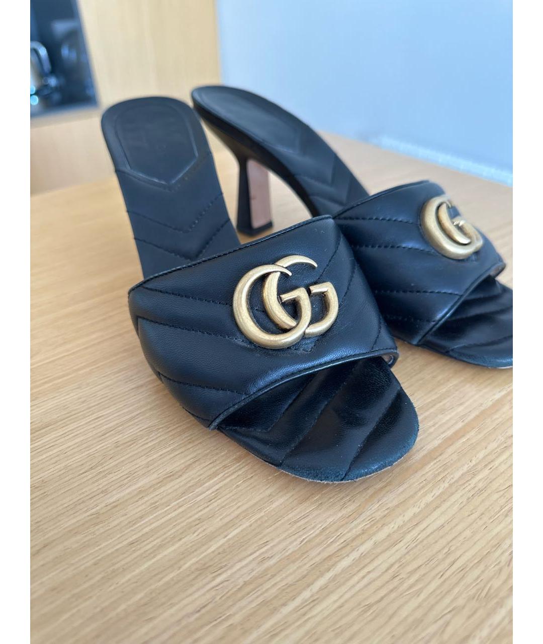 GUCCI Черные кожаные мюли, фото 8