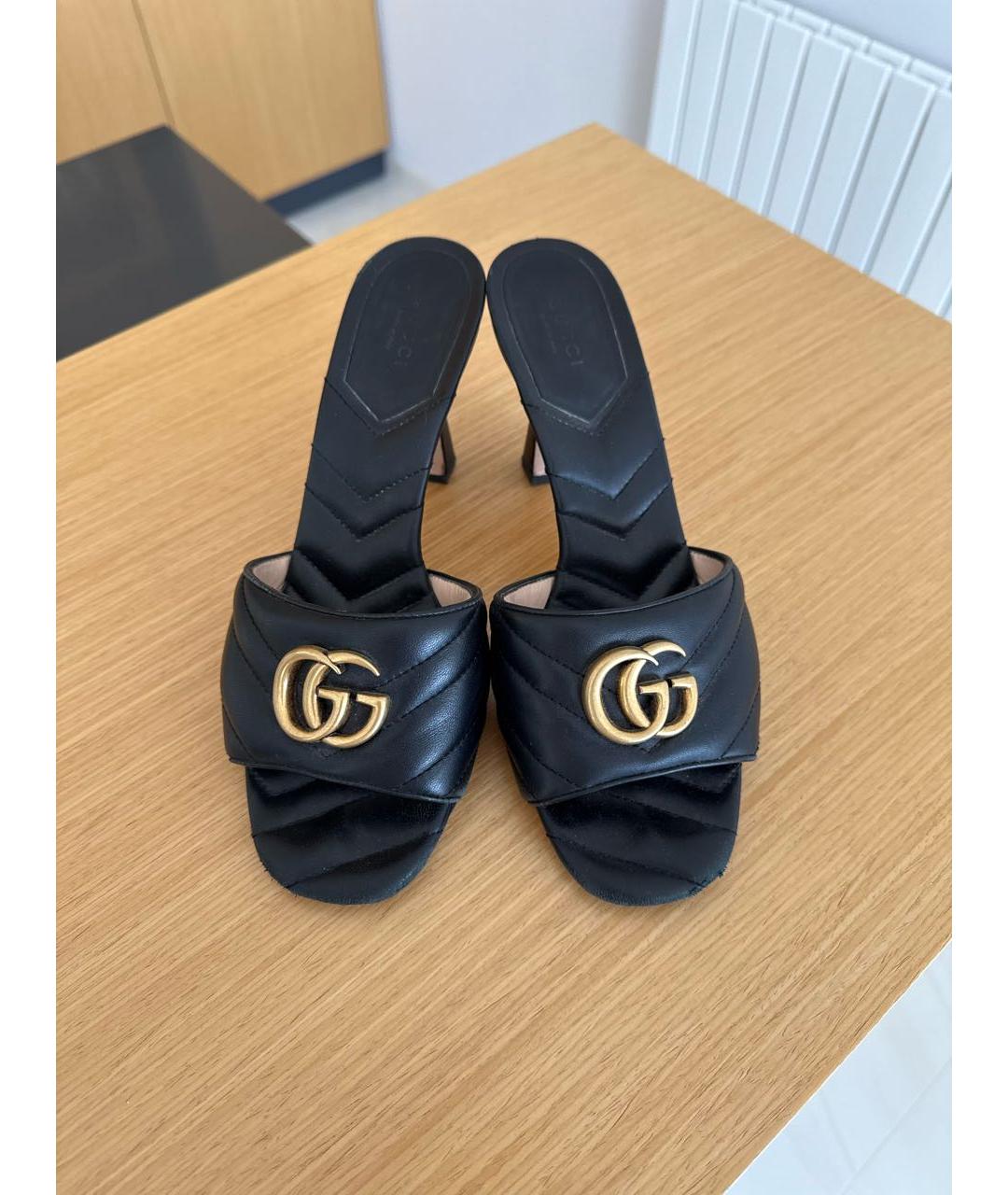 GUCCI Черные кожаные мюли, фото 2