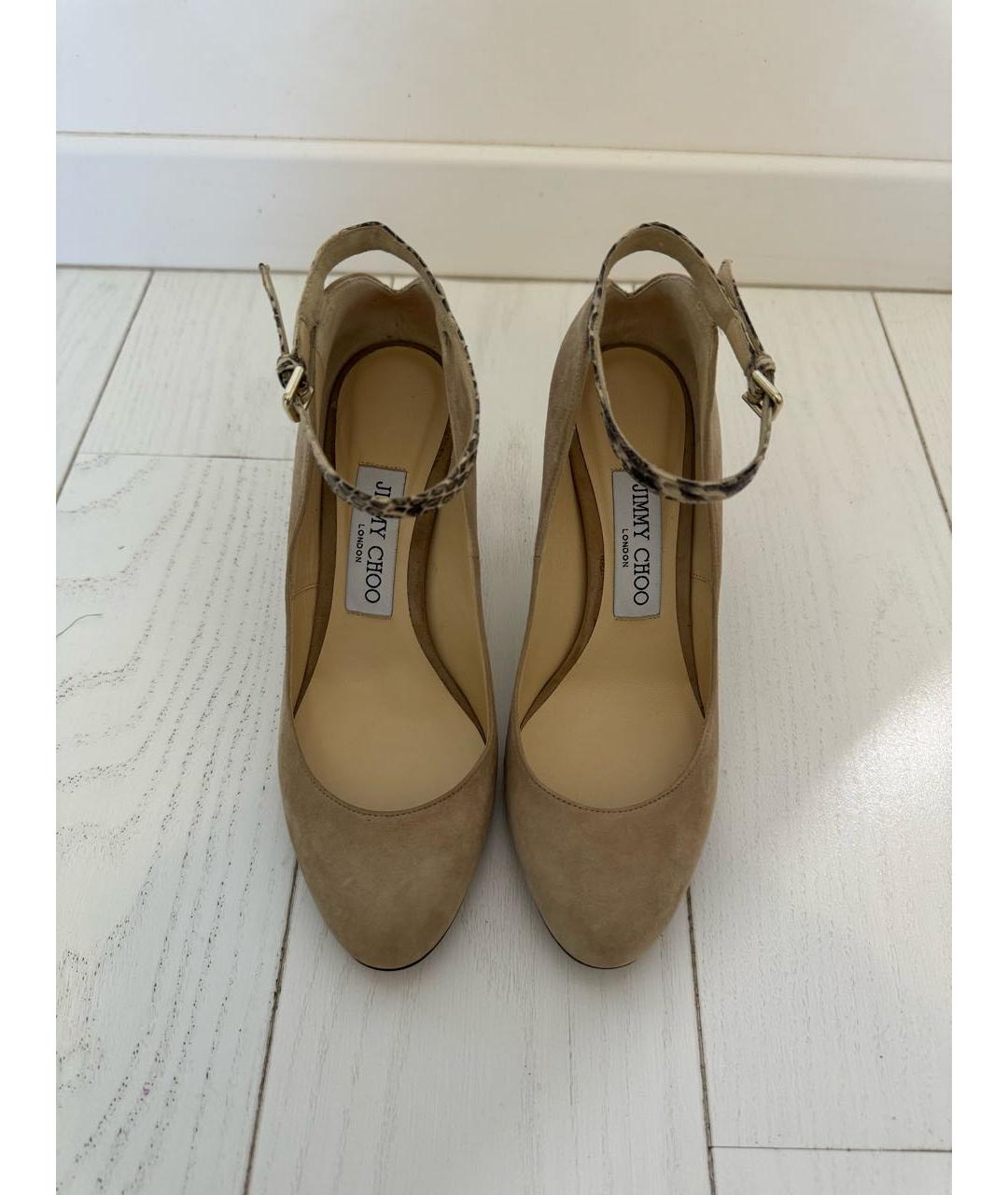 JIMMY CHOO Бежевые замшевые туфли, фото 3