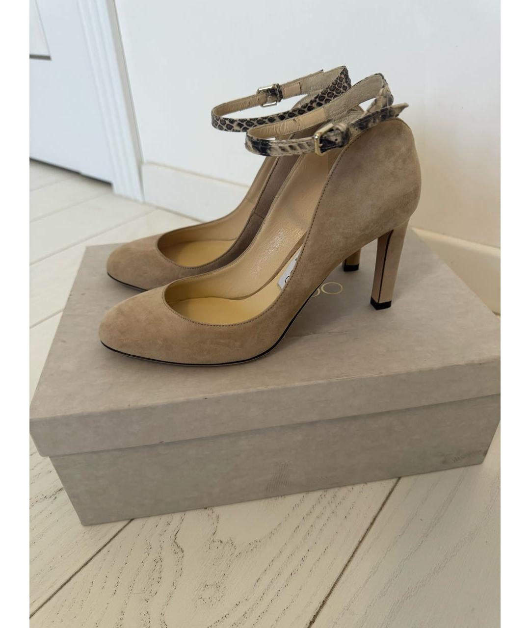 JIMMY CHOO Бежевые замшевые туфли, фото 9