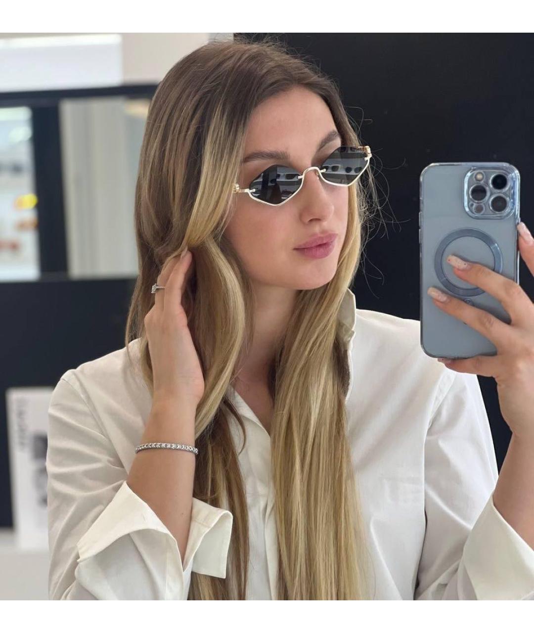 MIU MIU Золотые металлические солнцезащитные очки, фото 2