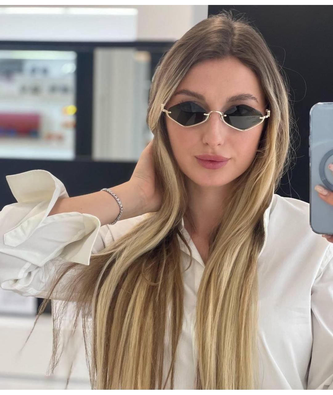 MIU MIU Золотые металлические солнцезащитные очки, фото 3