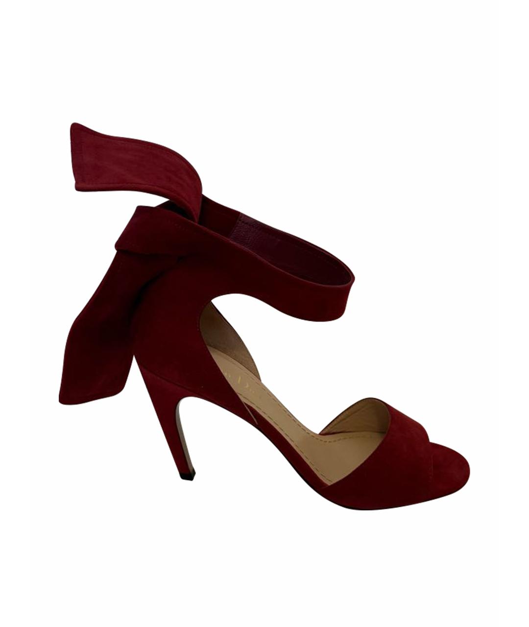 CHRISTIAN DIOR Бордовые замшевые босоножки, фото 1