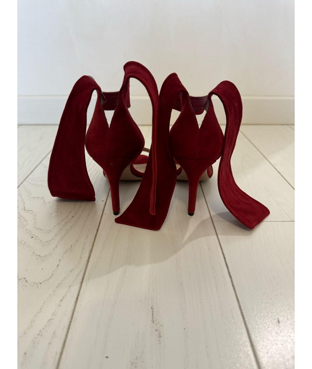 CHRISTIAN DIOR Бордовые замшевые босоножки, фото 4