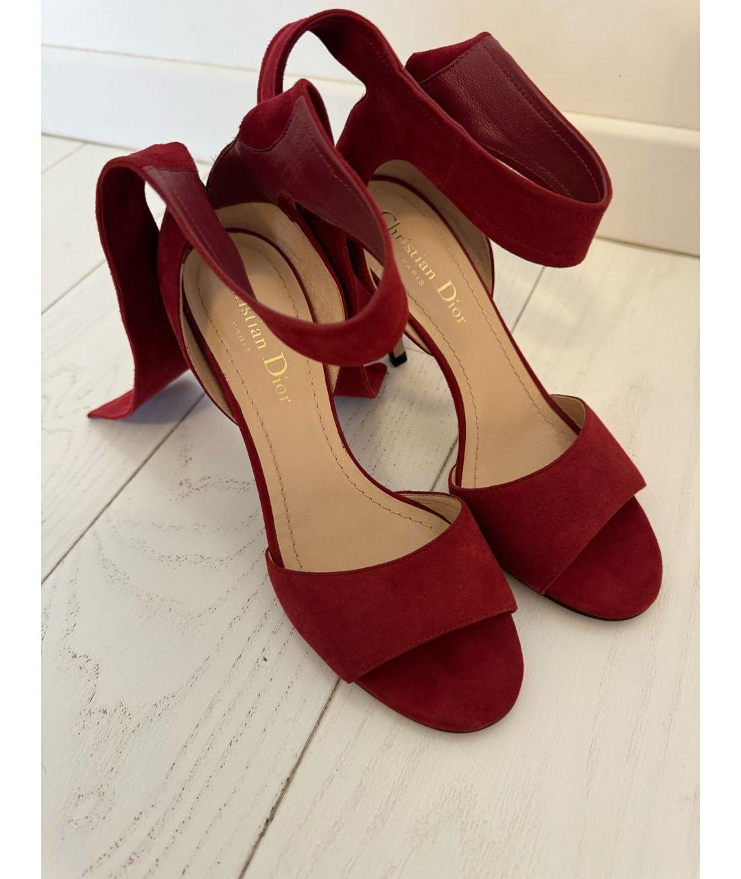 CHRISTIAN DIOR Бордовые замшевые босоножки, фото 8