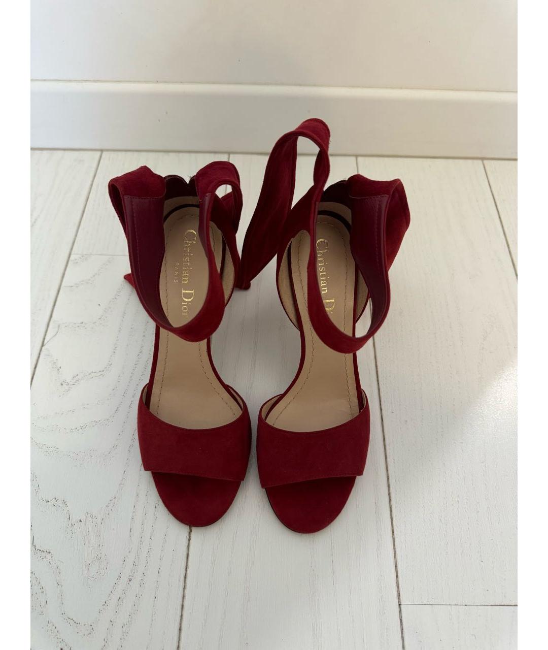 CHRISTIAN DIOR Бордовые замшевые босоножки, фото 2