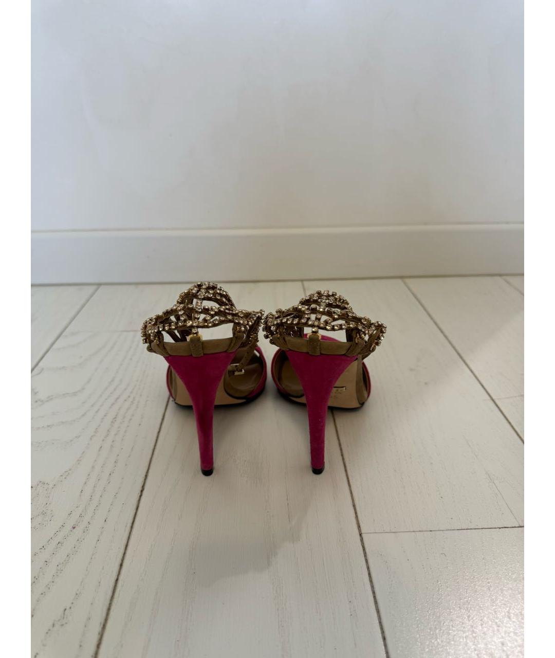 GUCCI Фуксия замшевые босоножки, фото 4