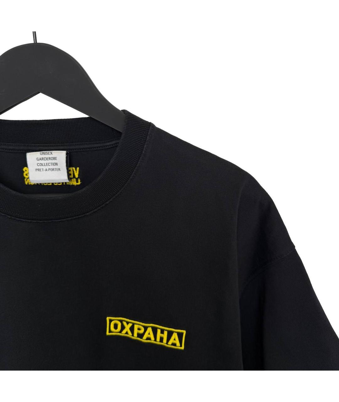 VETEMENTS Черная хлопковая футболка, фото 2