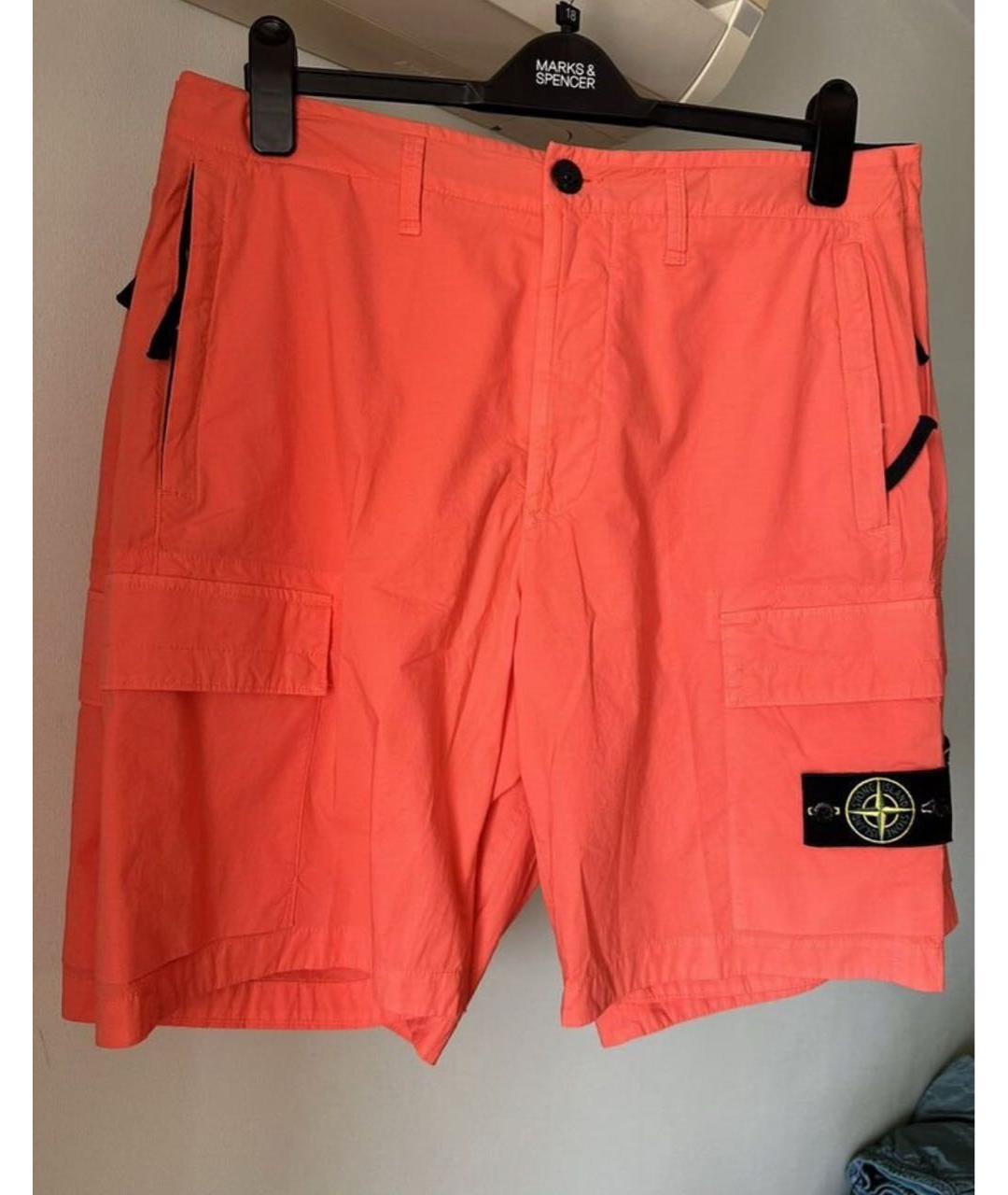 STONE ISLAND Коралловые хлопковые шорты, фото 5
