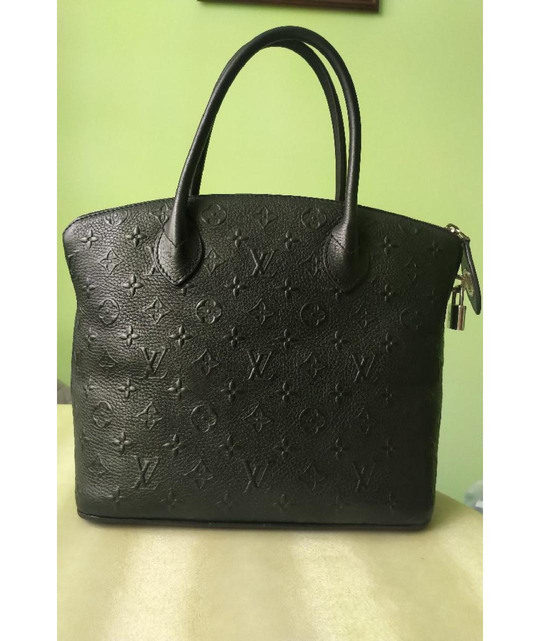 LOUIS VUITTON Черная кожаная сумка тоут, фото 10