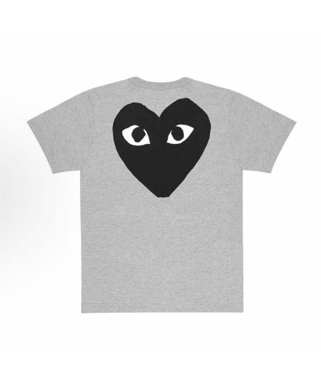 COMME DES GARÇONS PLAY Серая хлопковая футболка, фото 2