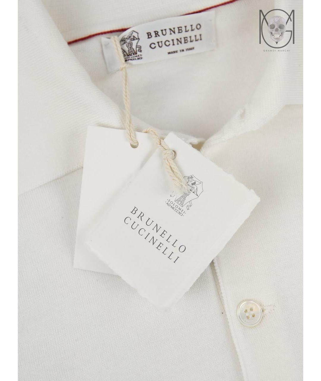 BRUNELLO CUCINELLI Бежевое хлопковое поло с коротким рукавом, фото 3