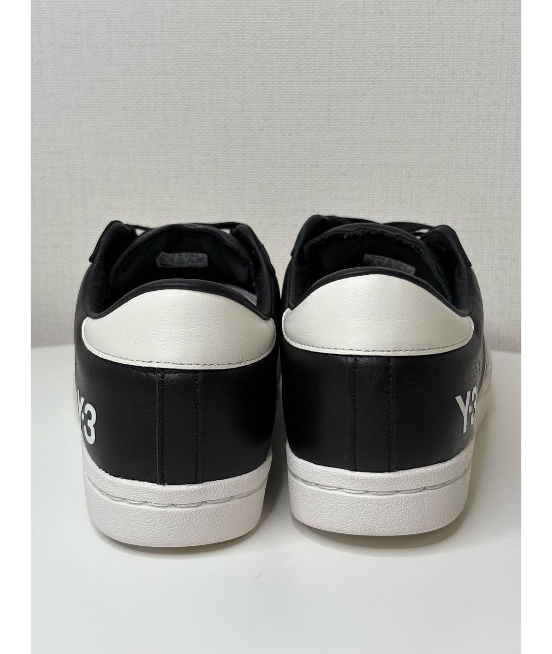 Y-3 Черные кожаные низкие кроссовки / кеды, фото 4