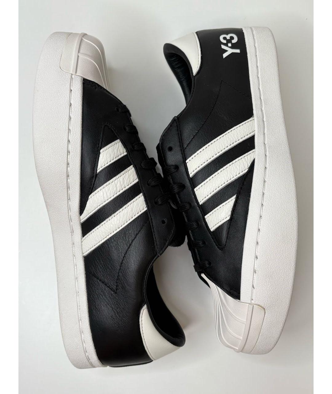 Y-3 Черные кожаные низкие кроссовки / кеды, фото 3