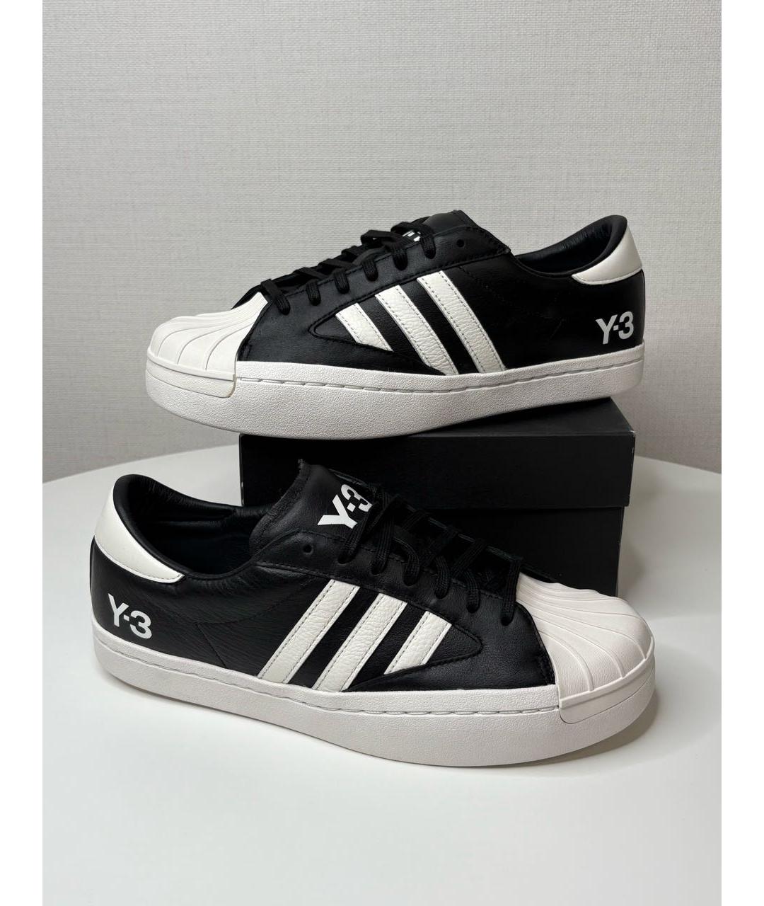Y-3 Черные кожаные низкие кроссовки / кеды, фото 7