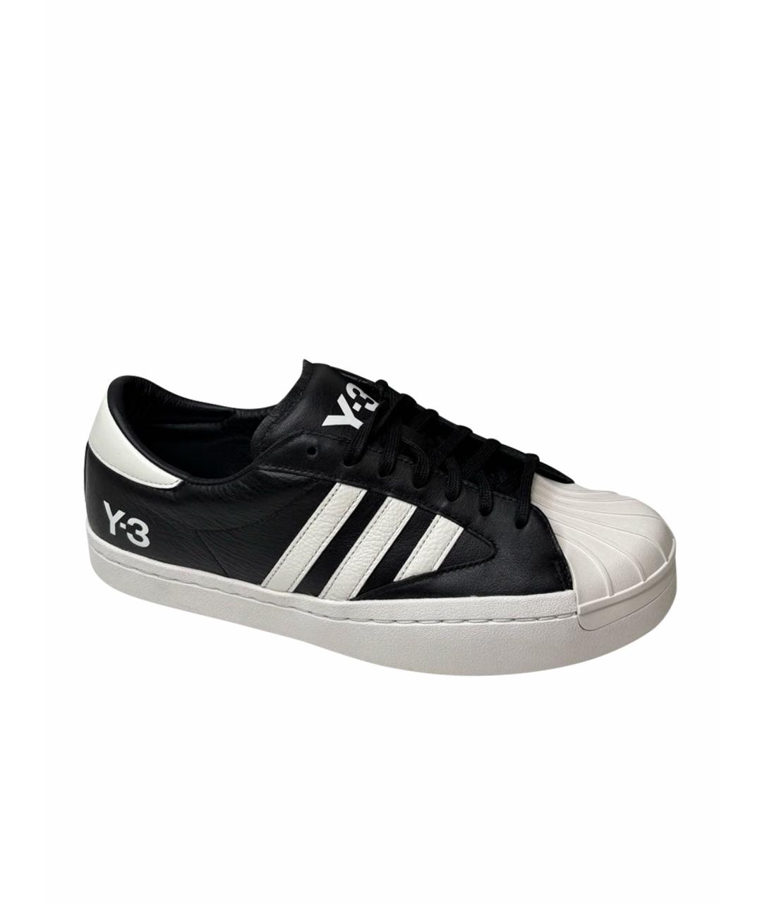 Y-3 Черные кожаные низкие кроссовки / кеды, фото 1