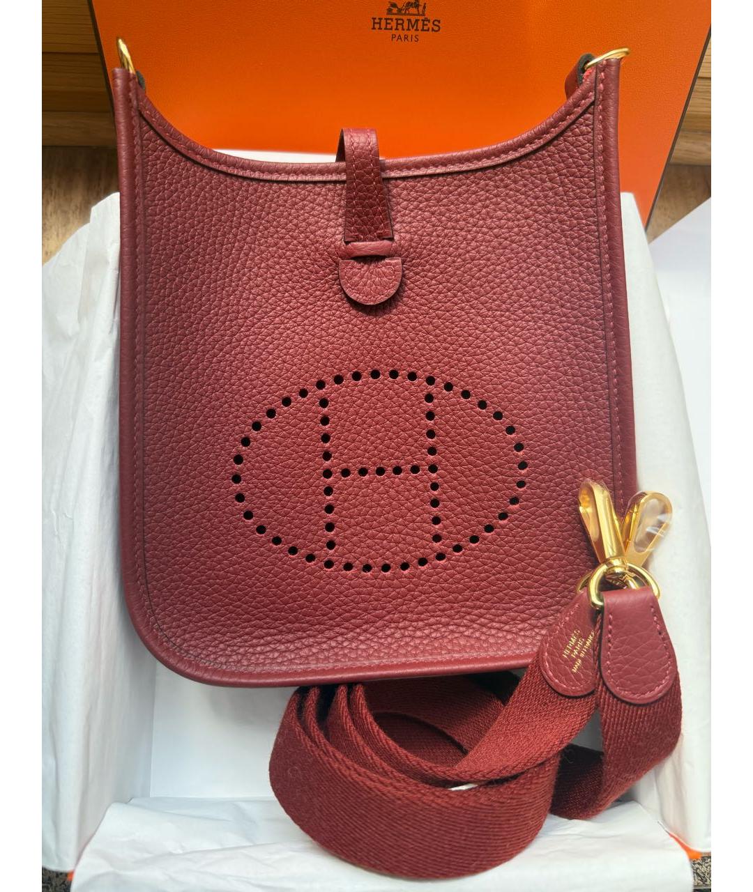 HERMES Бордовая кожаная сумка через плечо, фото 2