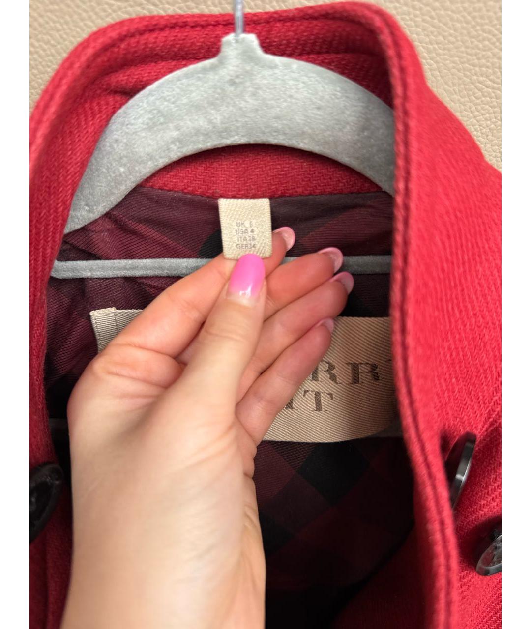 BURBERRY BRIT Бордовое шерстяное пальто, фото 4