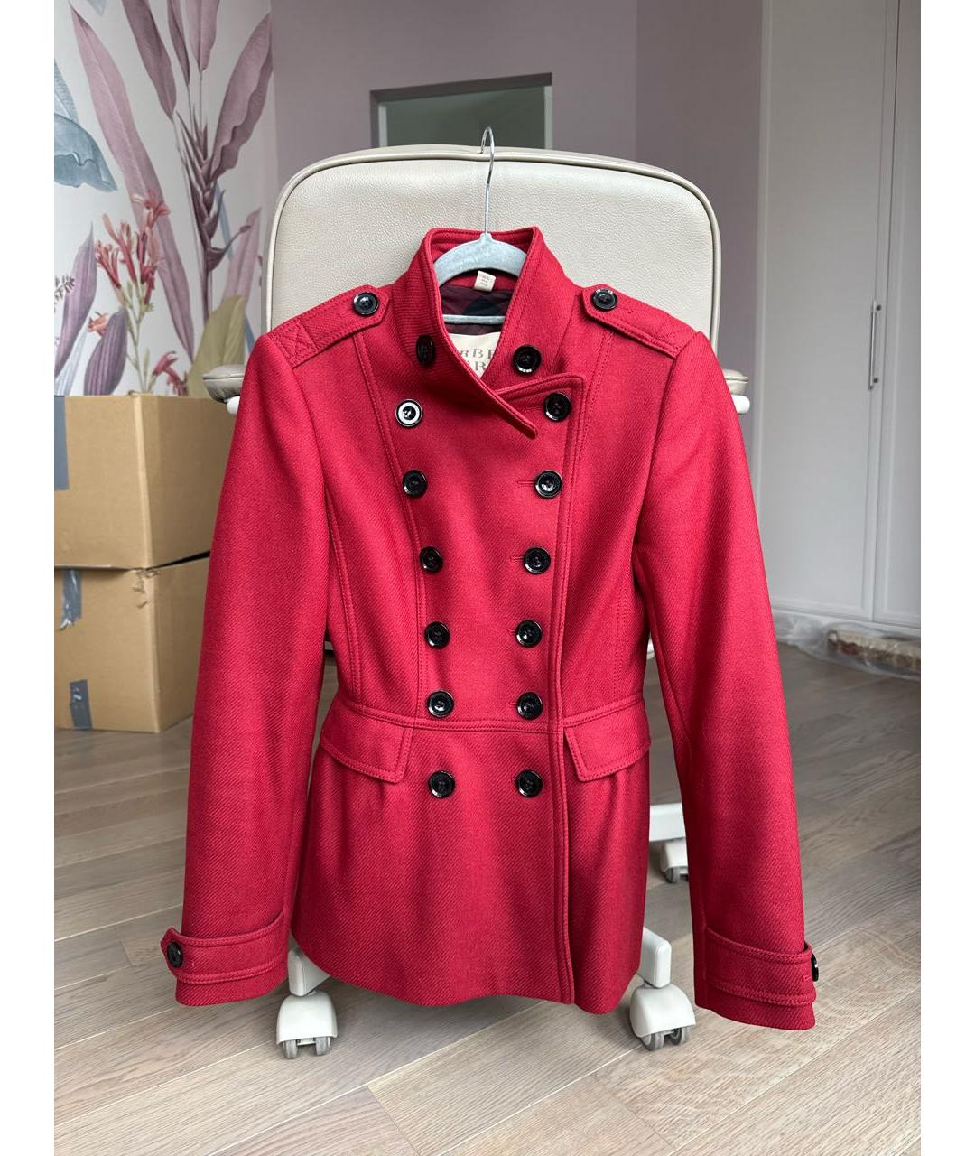 BURBERRY BRIT Бордовое шерстяное пальто, фото 6