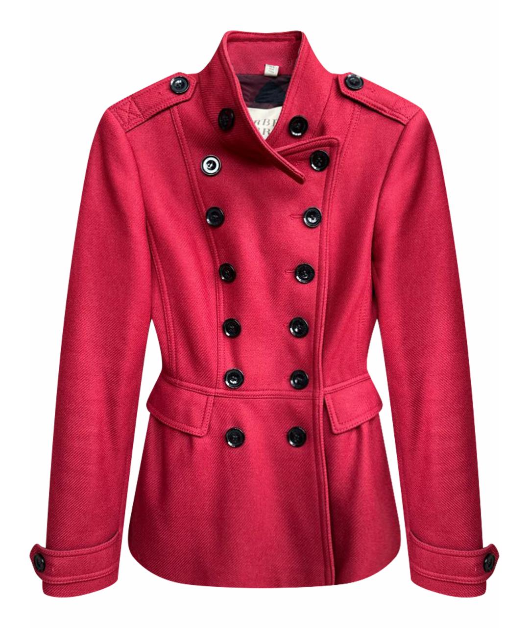 BURBERRY BRIT Бордовое шерстяное пальто, фото 1