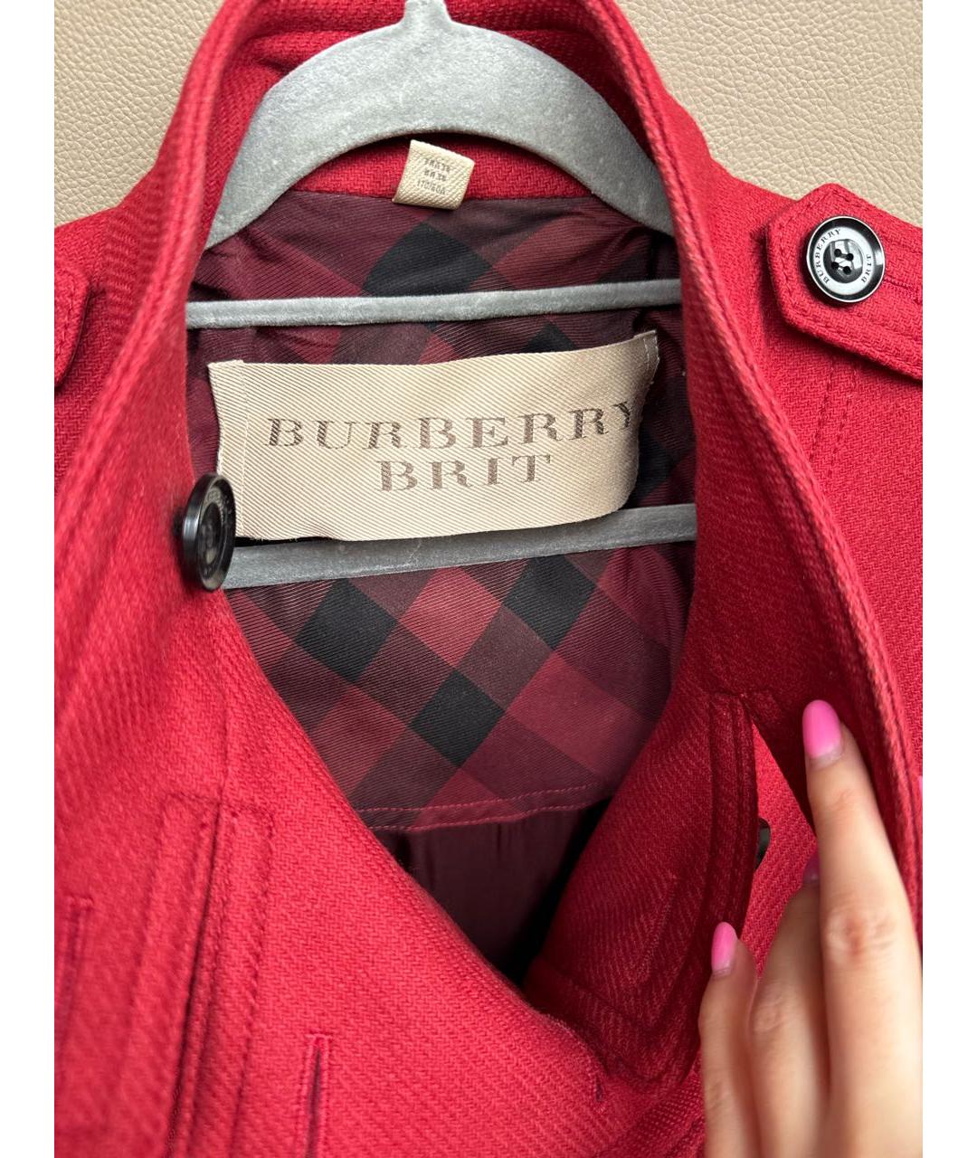 BURBERRY BRIT Бордовое шерстяное пальто, фото 3