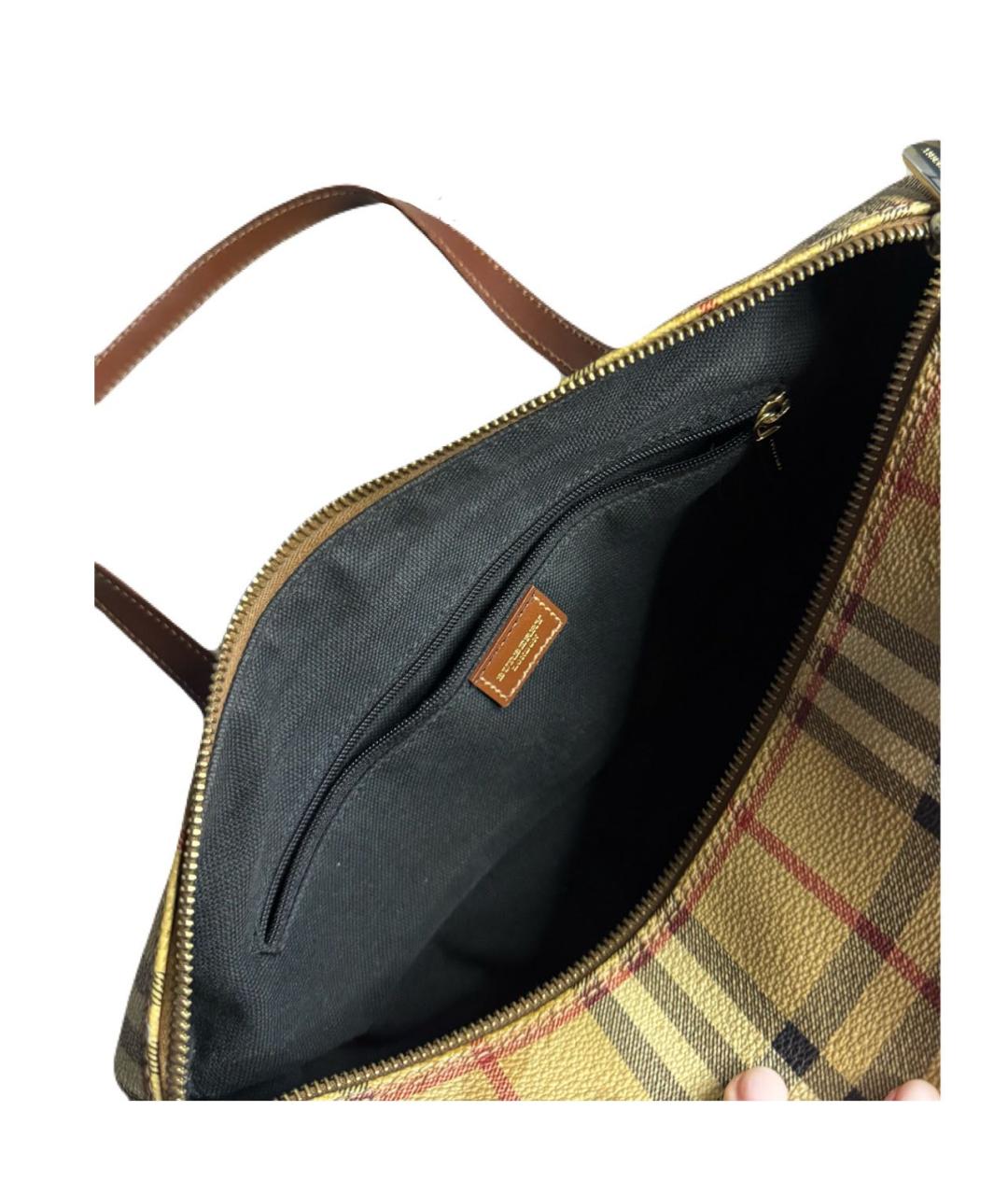 BURBERRY Бежевая кожаная сумка с короткими ручками, фото 3