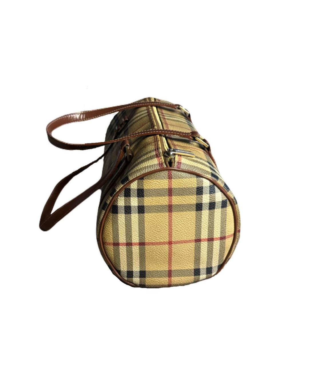 BURBERRY Бежевая кожаная сумка с короткими ручками, фото 2