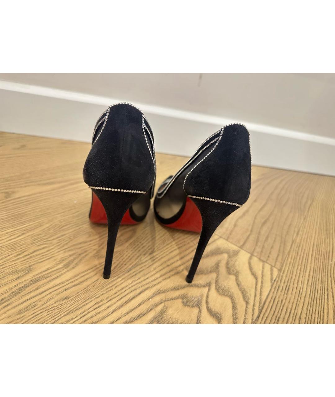 CHRISTIAN LOUBOUTIN Черные замшевые туфли, фото 4