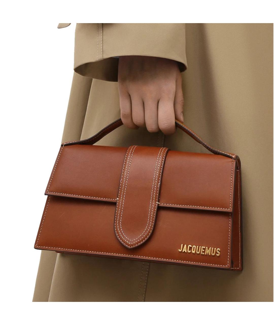 JACQUEMUS Коричневая кожаная сумка с короткими ручками, фото 4