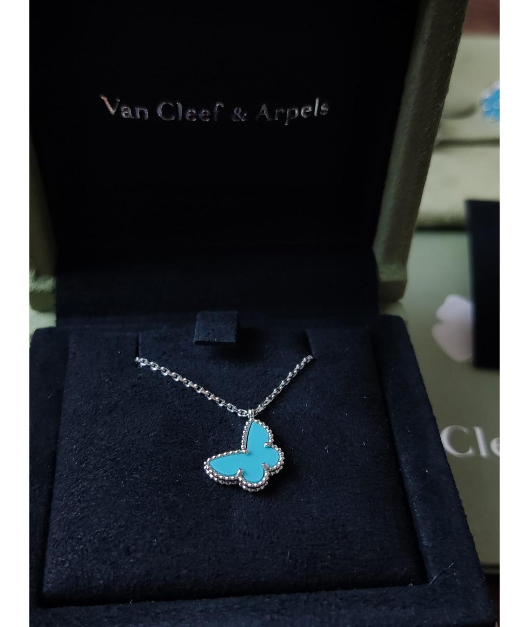 VAN CLEEF & ARPELS Бирюзовая подвеска из белого золота, фото 2