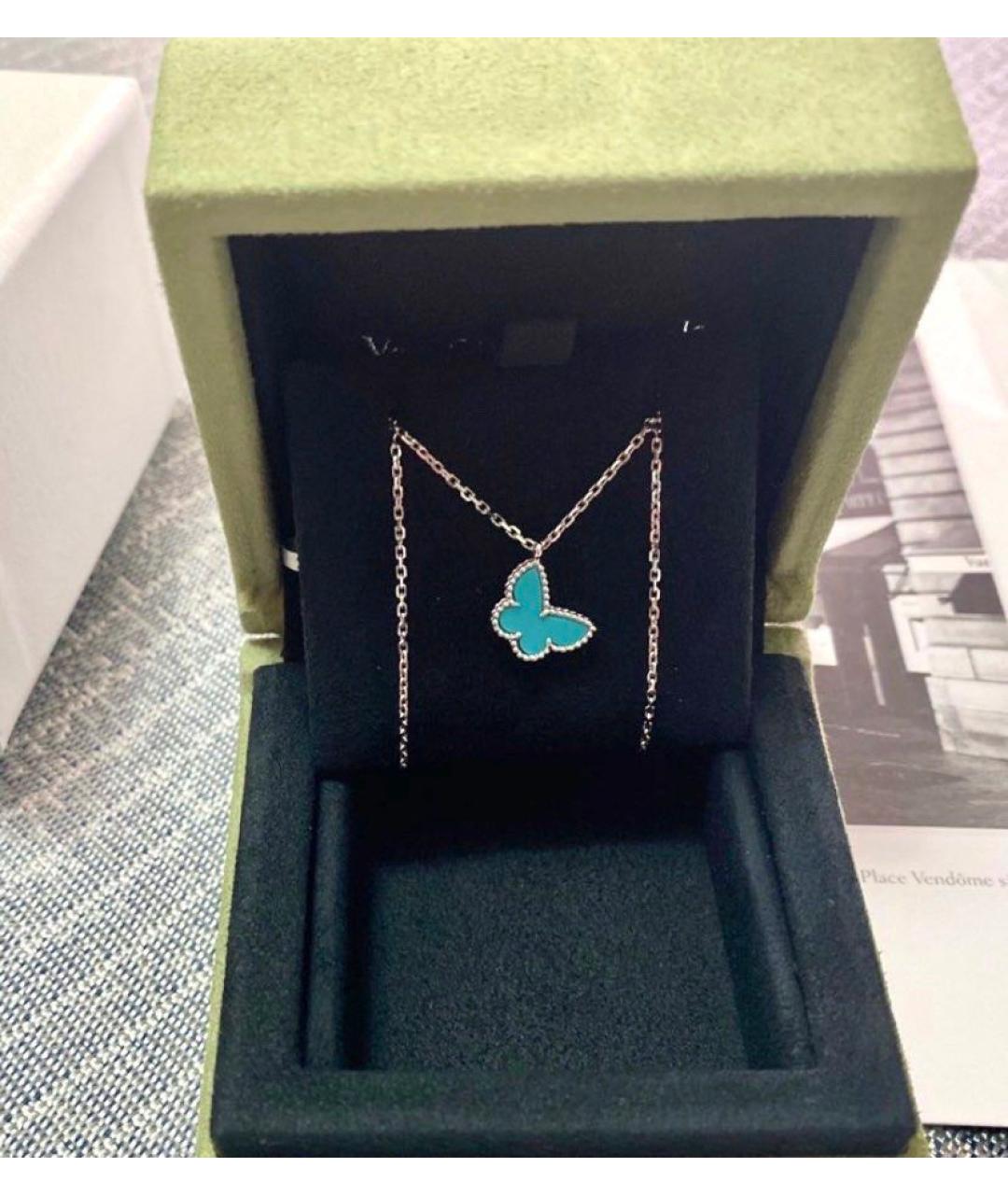 VAN CLEEF & ARPELS Бирюзовая подвеска из белого золота, фото 2