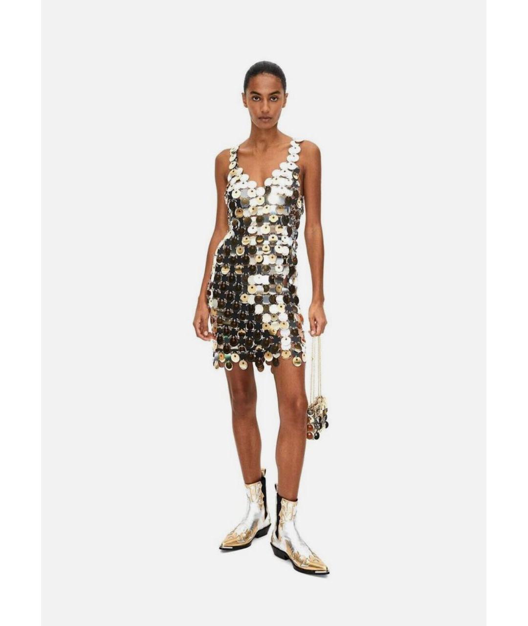 PACO RABANNE Серебряное коктейльное платье, фото 2