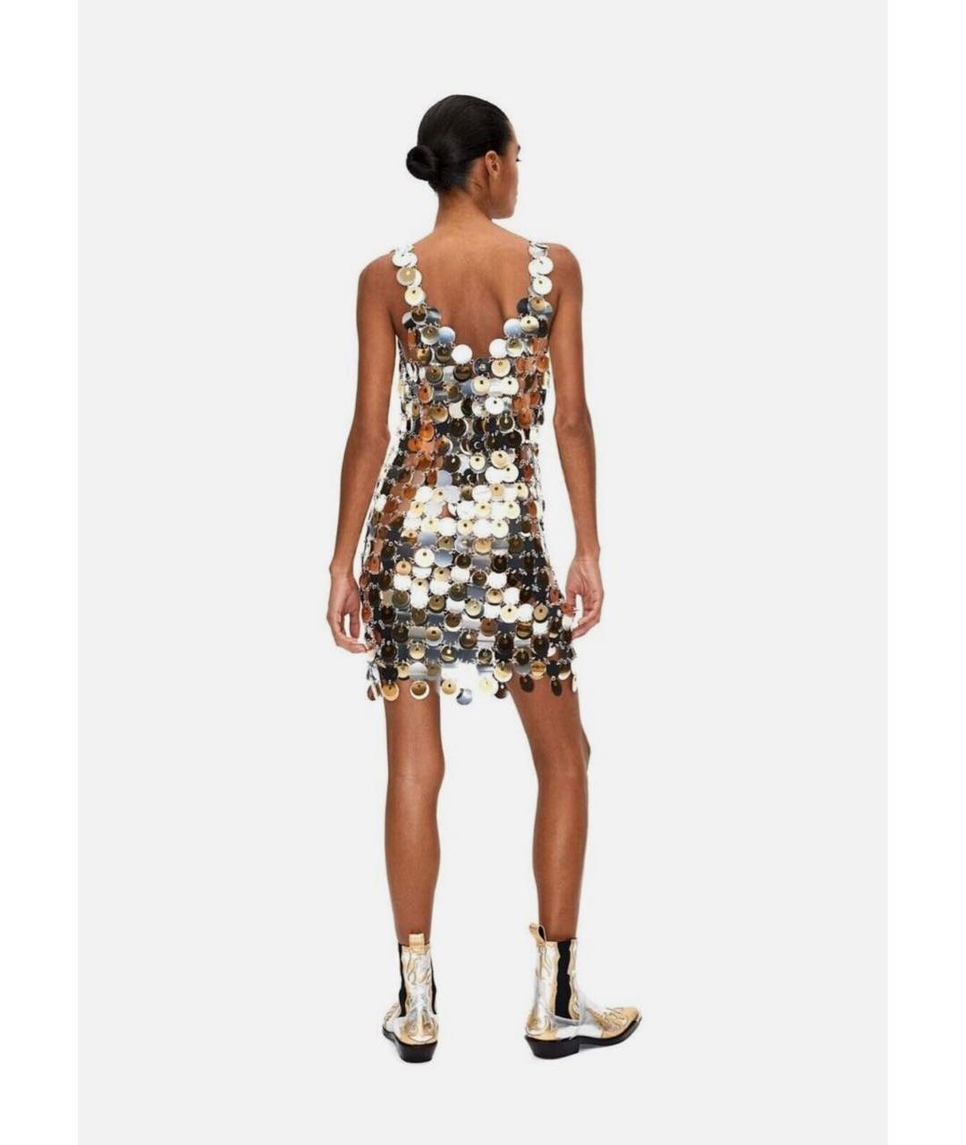 PACO RABANNE Серебряное коктейльное платье, фото 4