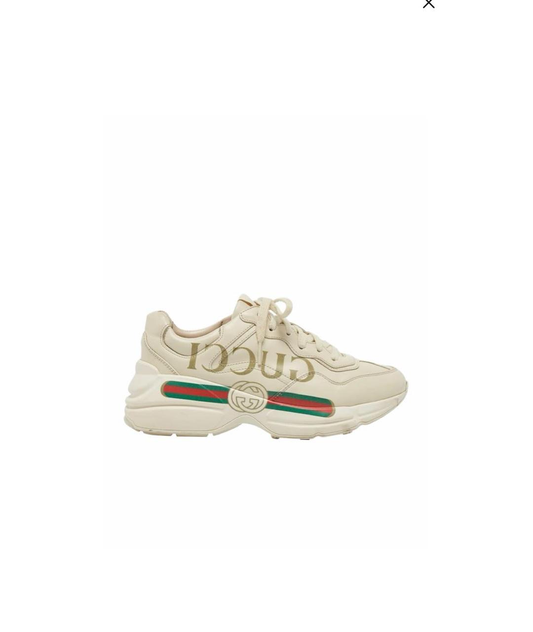 GUCCI Бежевые кожаные кроссовки, фото 2