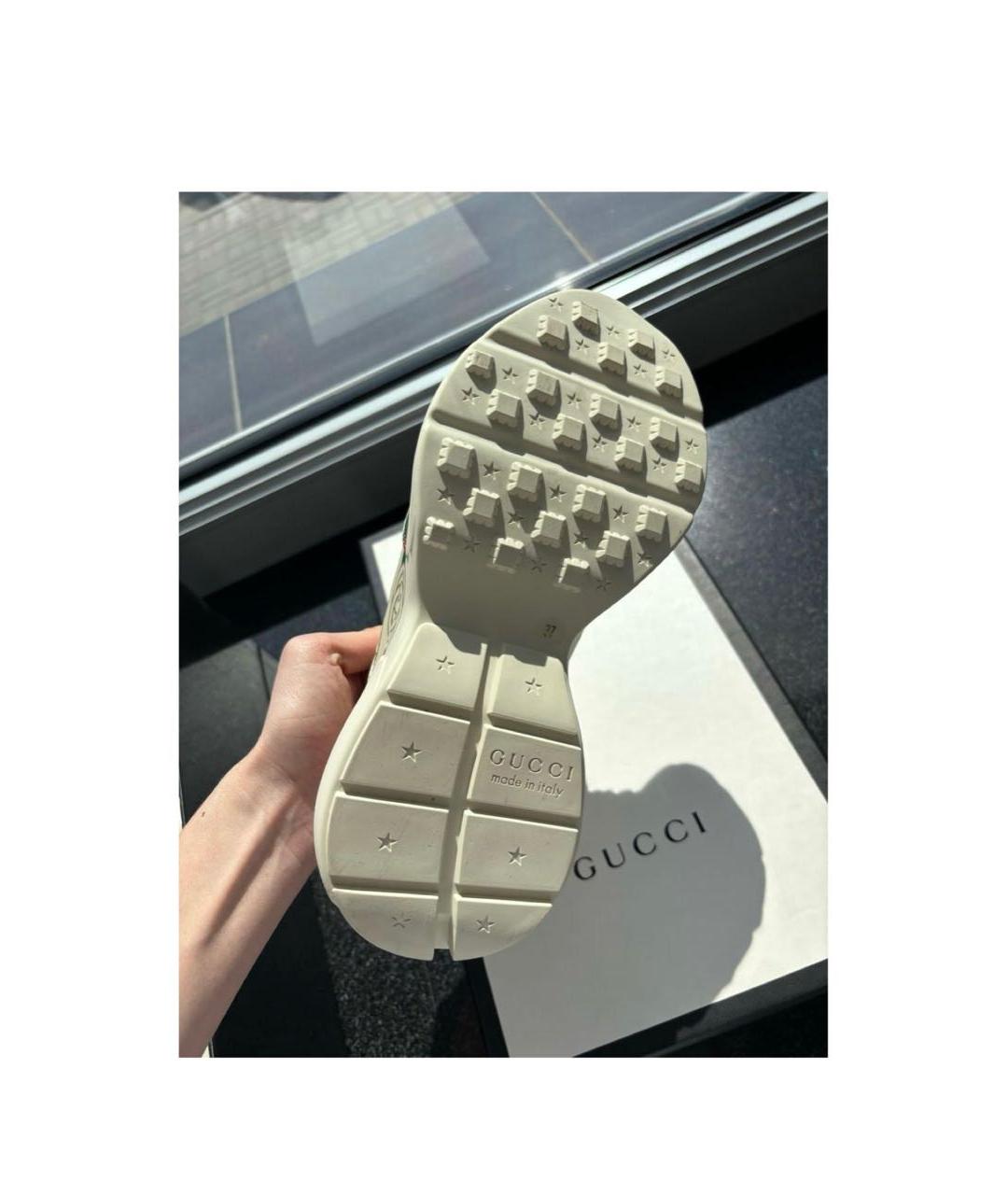 GUCCI Бежевые кожаные кроссовки, фото 4