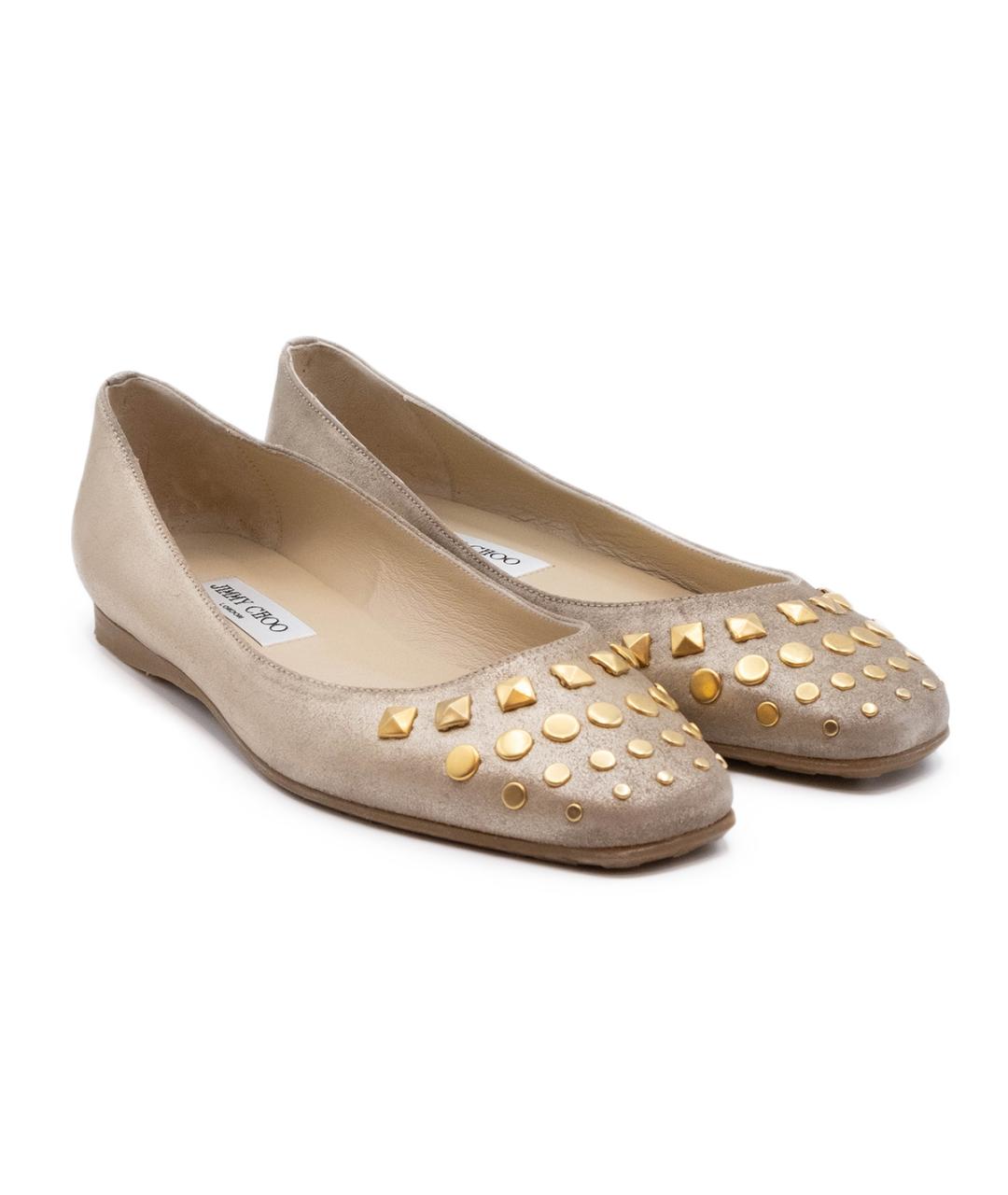 JIMMY CHOO Бежевые кожаные балетки, фото 2