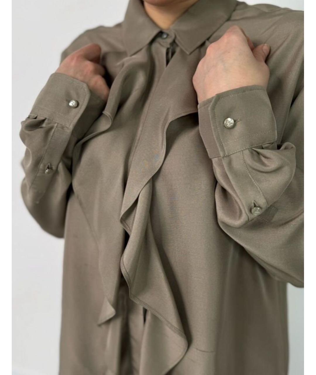 MAX MARA Бежевая шелковая блузы, фото 4