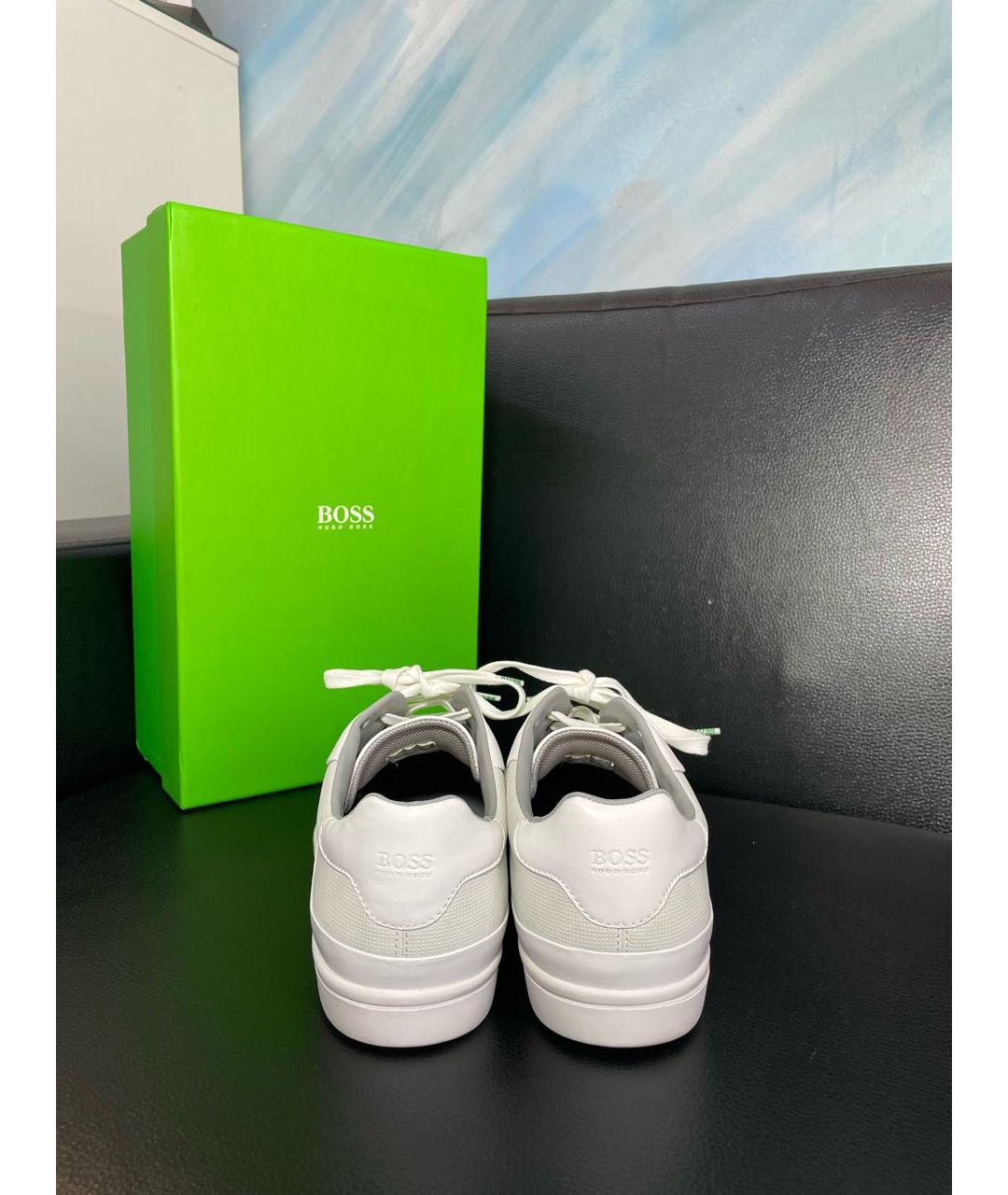 HUGO BOSS Белые кожаные низкие кроссовки / кеды, фото 4