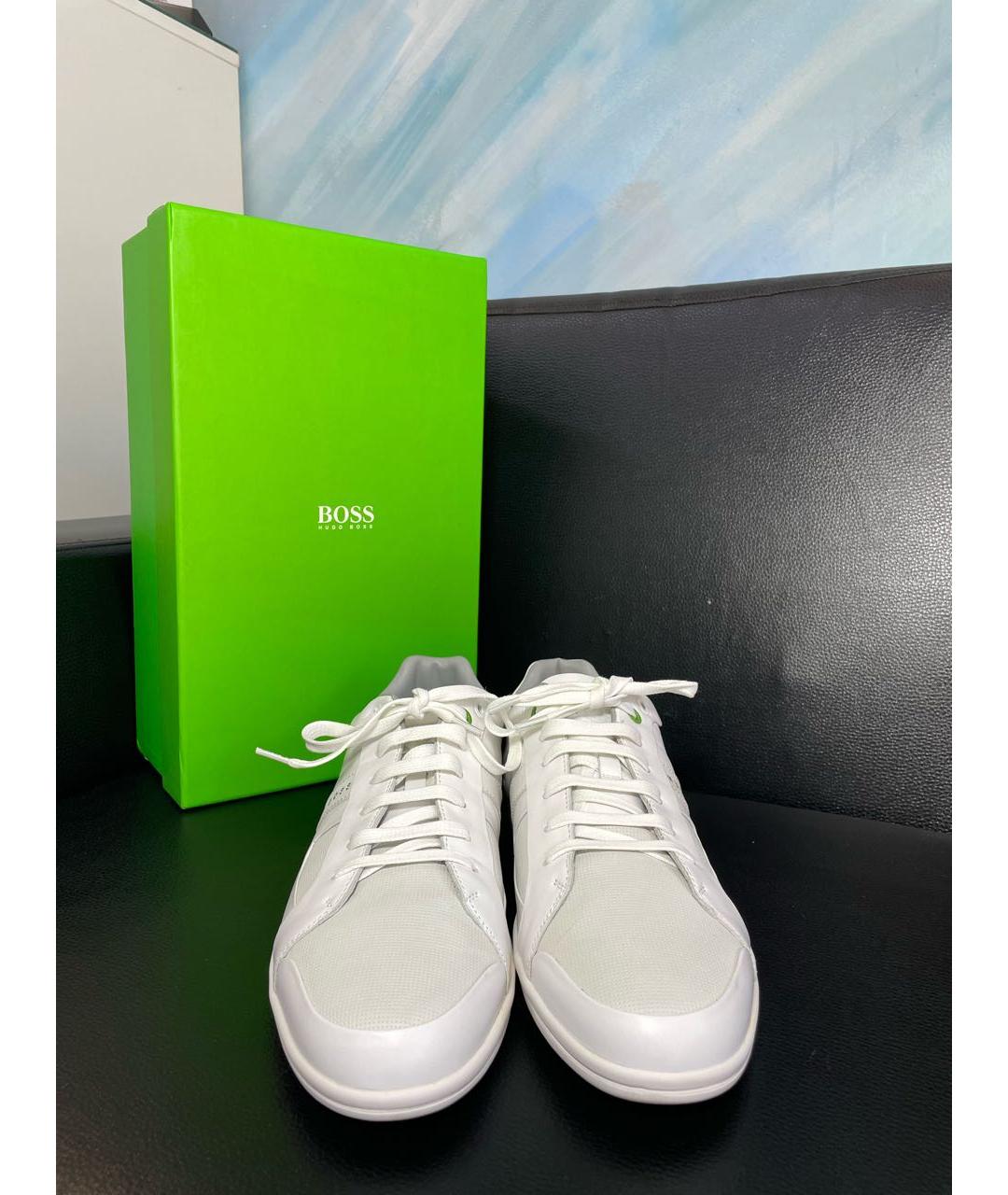 HUGO BOSS Белые кожаные низкие кроссовки / кеды, фото 3