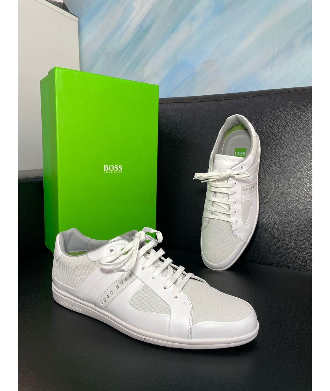 HUGO BOSS Белые кожаные низкие кроссовки / кеды, фото 5