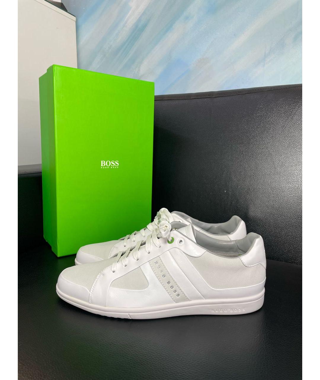 HUGO BOSS Белые кожаные низкие кроссовки / кеды, фото 2