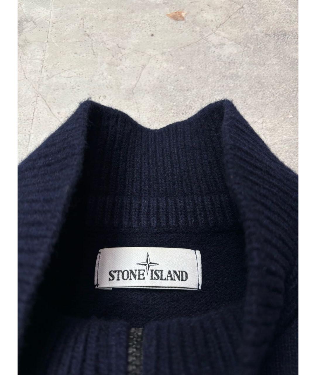 STONE ISLAND Темно-синий шерстяной джемпер / свитер, фото 3