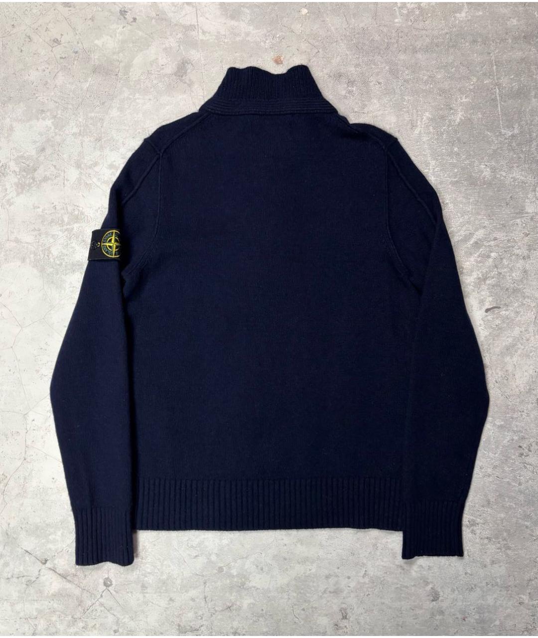 STONE ISLAND Темно-синий шерстяной джемпер / свитер, фото 2
