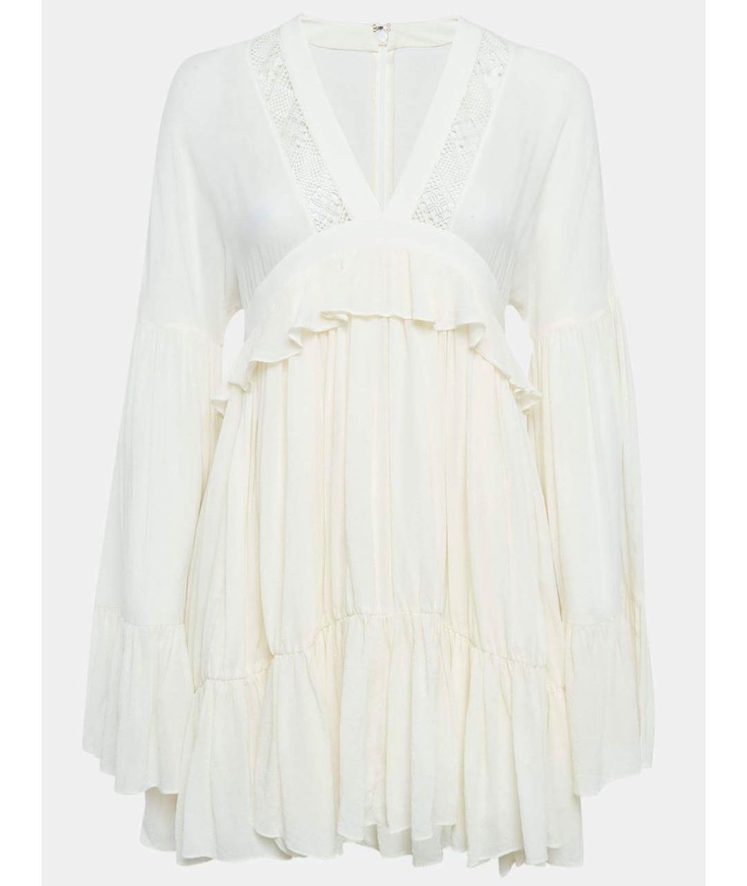SAINT LAURENT Белое шелковое коктейльное платье, фото 9