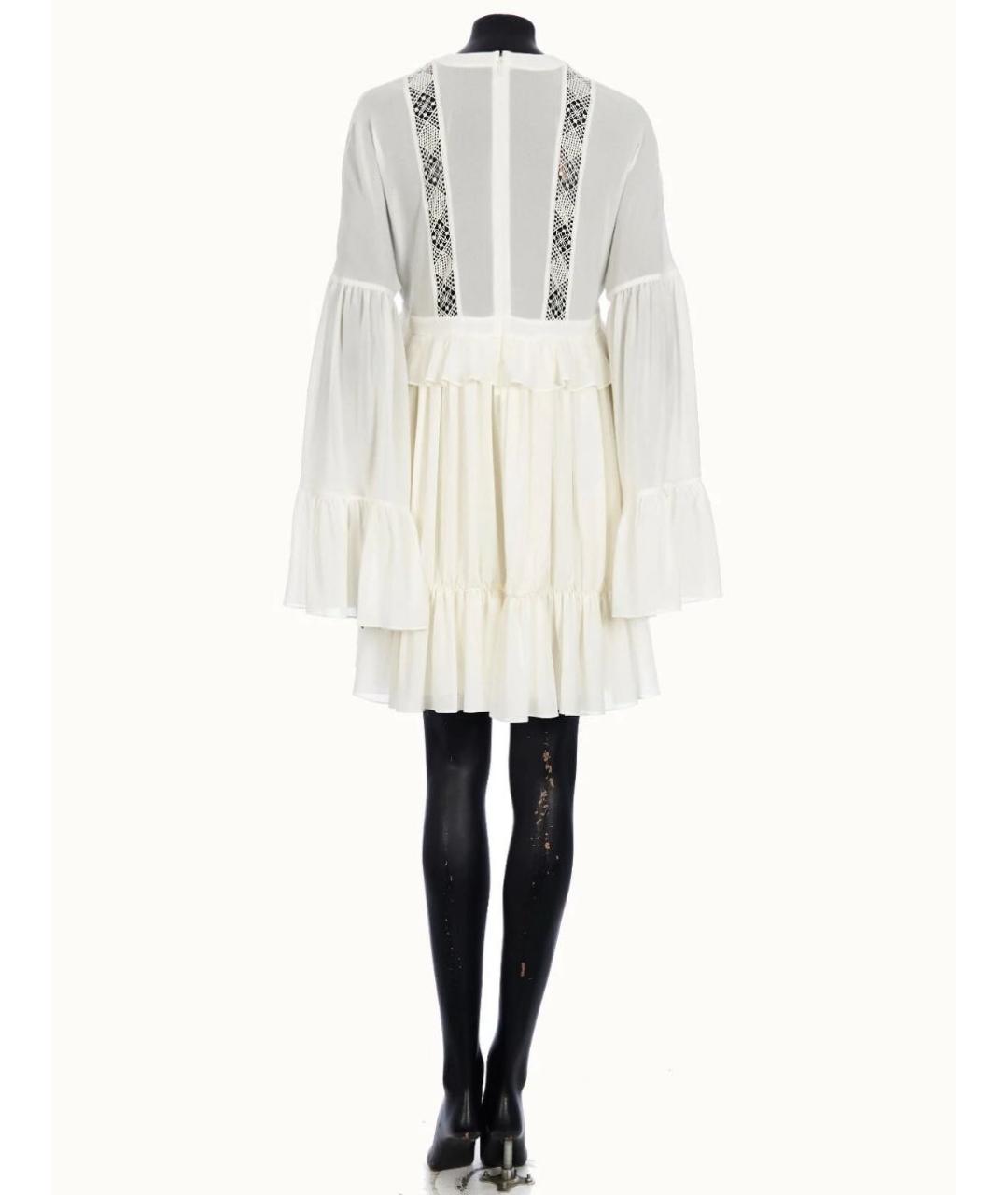 SAINT LAURENT Белое шелковое коктейльное платье, фото 3