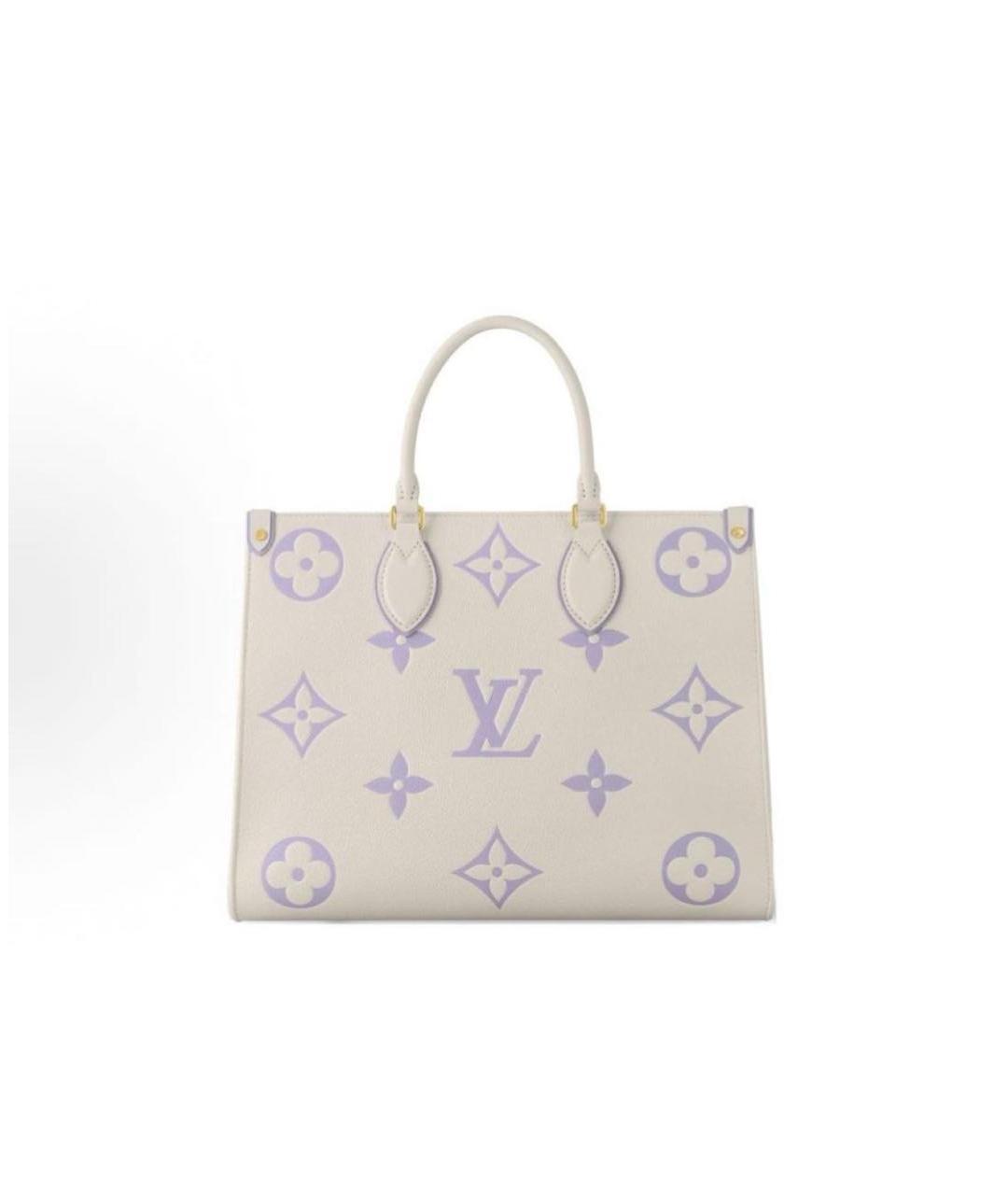 LOUIS VUITTON Бежевая кожаная сумка тоут, фото 3